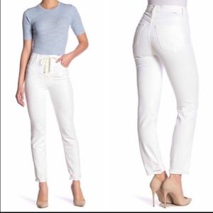 NWT MOTHER denim white lace up dazzler ankle chew